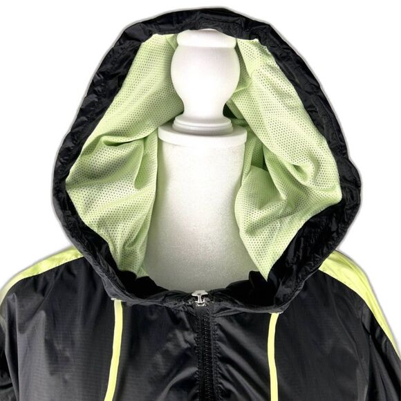 Hilfiger Windbreaker Lined Wm Sz M Navy Blue & Neon Yellow Accents Soft Fabric - Picture 15 of 16